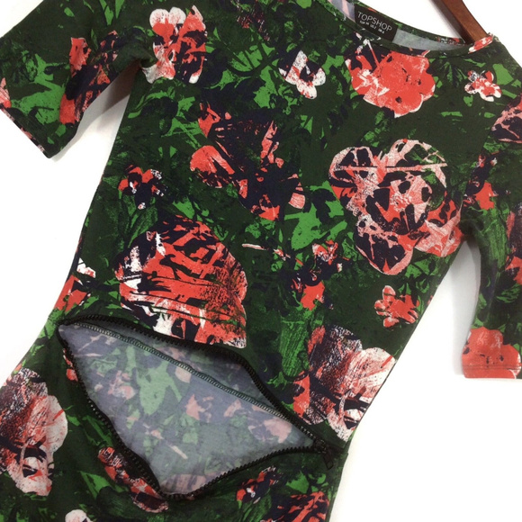 ❌SOLD❌ TOPSHOP Camo Floral Zipper Stretchy Dress - Picture 5 of 8